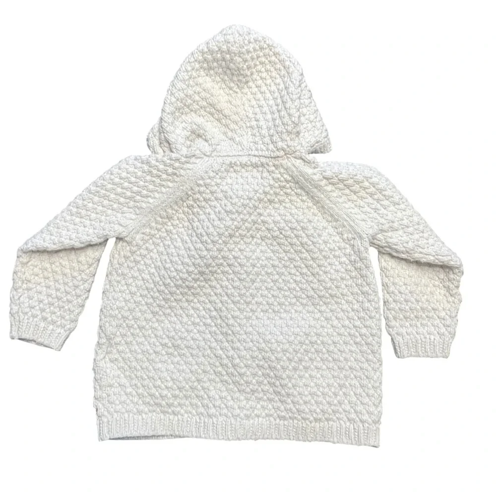 Ralph Lauren Baby Cream Quilted Knit Teddy‎ Bear Heart Hoodie Cardigan 12M